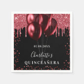 Roter Glitzer-Ballons aus Quinceanera Serviette (Vorderseite)