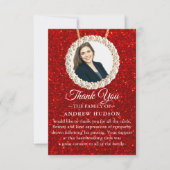 Roter Glitzer Beerdigung Foto Beileid Danke Karte (Vorderseite)