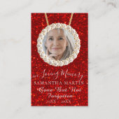 Roter Glitzer Beerdigungskarte Gebet-Fotokarte Visitenkarte (Vorderseite)
