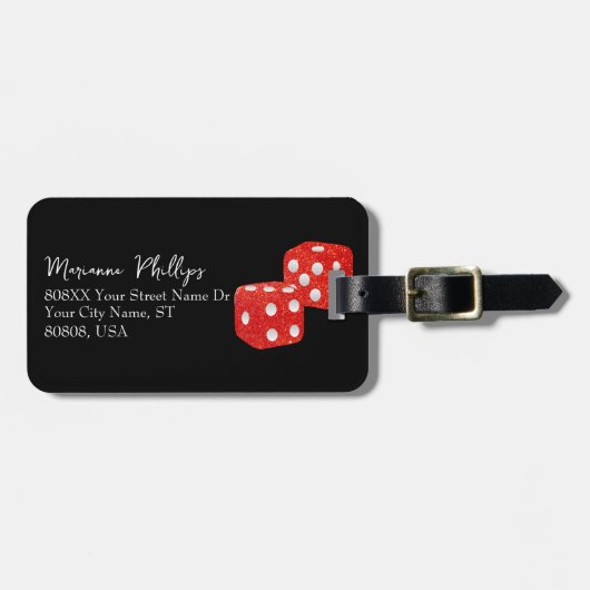Roter Glitzer Casino Gepäckanhänger (Vorderseite horizontal)