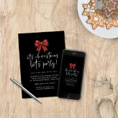 Roter Glitzer Coquette Bow Lasse Party Weihnachten Einladung