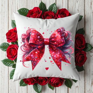 Roter Glitzer Coquette Herz Kissen