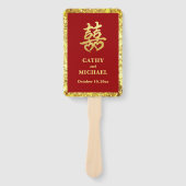 Roter Glitzer Doppelfröhlichkeit Hochzeitsprogramm Fächer (Vorderseite)