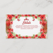 Roter Glitzer Floral Sparkle Quinceanera Begleitkarte (Rückseite)