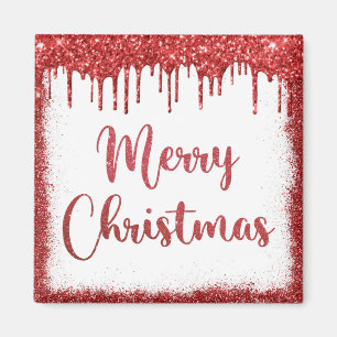 Roter Glitzer frohe Weihnachten Magnet