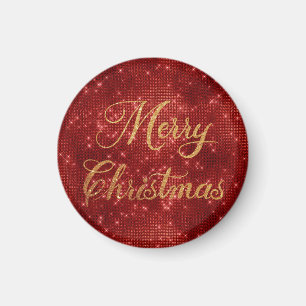 Roter Glitzer frohe Weihnachten Magnet