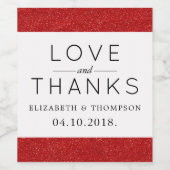 Roter Glitzer, Funkelnd, Shiny Glitzer, Hochzeit Weinetikett (Einzelnes Label)