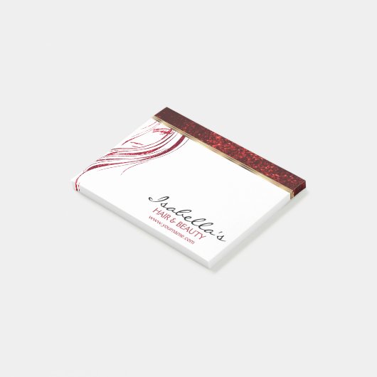 Roter Glitzer - Girl Beauty Salon Post-it Klebezettel (angewinkelt)