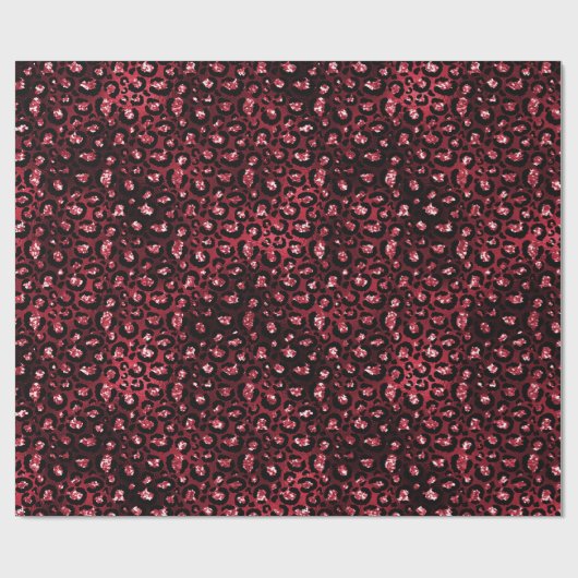 Roter Glitzer Glam Leopard Spots Muster Geschenkpapier (Flach)
