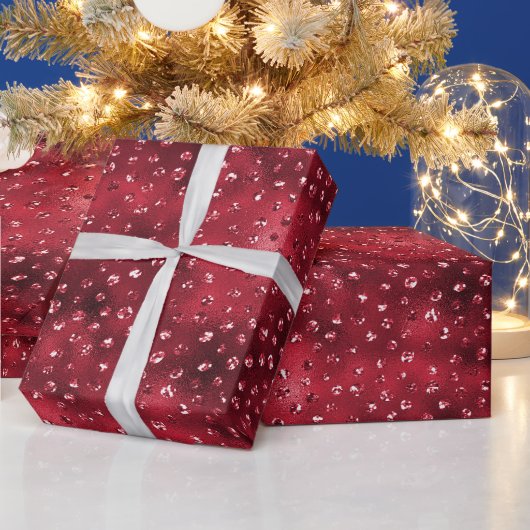 Roter Glitzer Glam Polka Dots Muster Geschenkpapier (Feiertage)