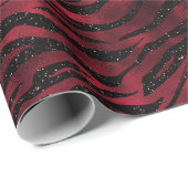 Roter Glitzer Glam Tiger Streifen Muster Geschenkpapier (Rolleneckpunkt)