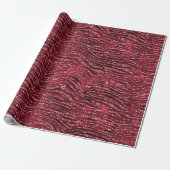 Roter Glitzer Glam Tiger Streifen Muster Geschenkpapier (Ungerollt)