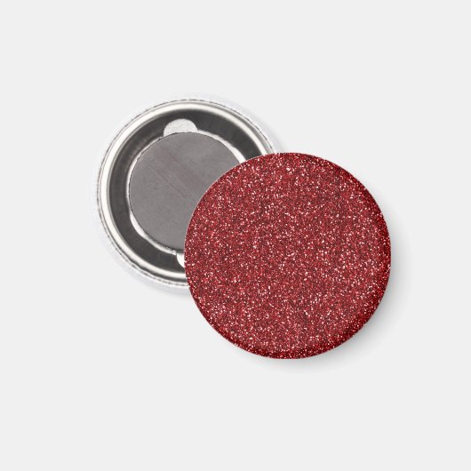 Roter Glitzer Glitz Magnet (Vorderseite/Rückseite)