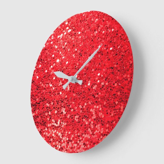 Roter Glitzer Große Wanduhr (Winkel)