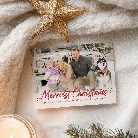 Roter Glitzer Handgeschriebenes Foto Frohe Weihnac Postkarte