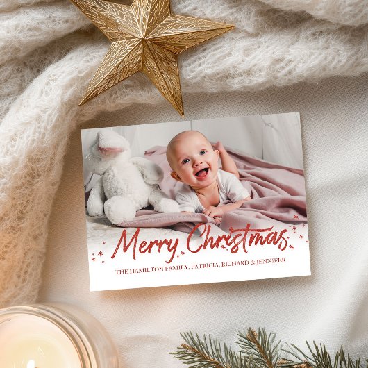 Roter Glitzer Handgeschriebenes Foto Frohe Weihnac Postkarte