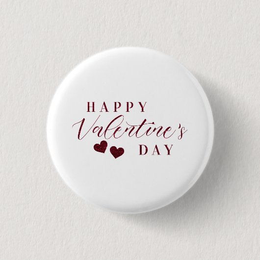 Roter Glitzer - Happy Valentine's Day Heart Button (Vorderseite)