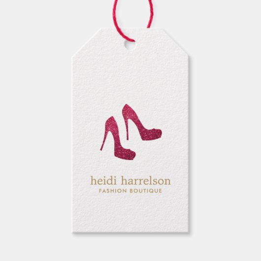 Roter Glitzer Heels Boutique Mode Geschenkanhänger (Vorderseite)