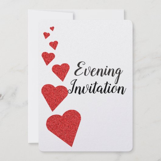Roter Glitzer Herz Abend Einladung (Vorderseite)