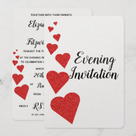 Roter Glitzer Herz Abend Einladung