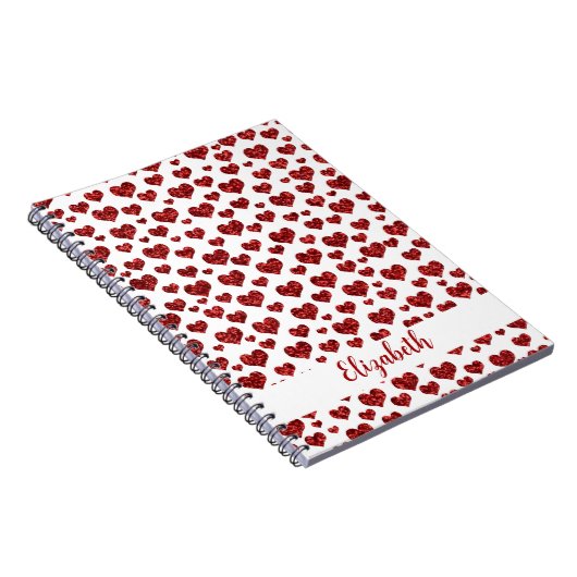 Roter Glitzer Herz Bright farbenfrohe Custom Notizblock (Rechte Seite)