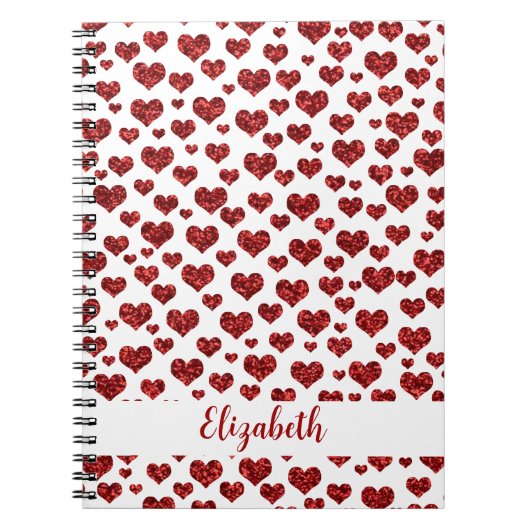 Roter Glitzer Herz Bright farbenfrohe Custom Notizblock (Vorderseite)