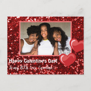 Roter Glitzer Herzblasen BESTE FREUNDIN Galentine Postkarte
