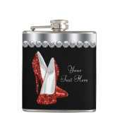 Roter Glitzer High Heel Schuhe Flachmann (Vorderseite)