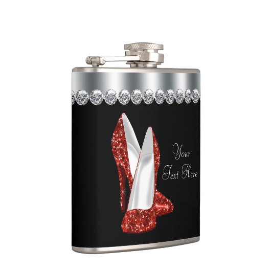 Roter Glitzer High Heel Schuhe Flachmann (Rechts)