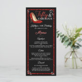 Roter Glitzer High Heels | 50 & Fabulous Geburtsta Menükarte (Stehend Vorderseite)