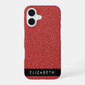 Roter Glitzer, Hintergrund des Glitzer, Ihr Name iPhone 16 Hülle (Rückseite)