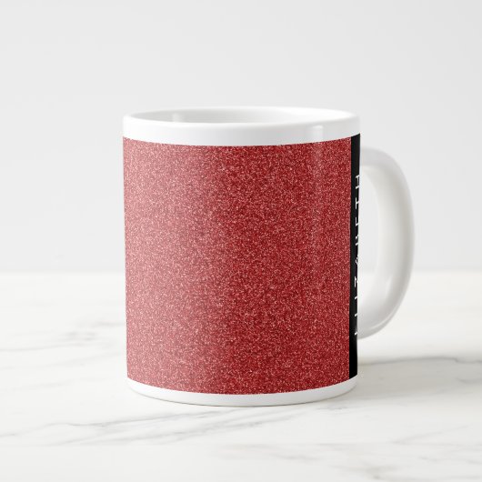 Roter Glitzer, Hintergrund des Glitzer, Ihr Name Jumbo-Tasse (Vorderseite Rechts)