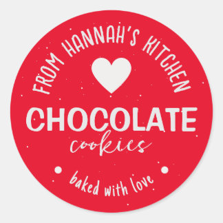 Roter Glitzer Hintergrund gebacken mit Liebe Runder Aufkleber