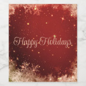 Roter Glitzer Hintergrund mit Schneeflocken Weinetikett (Einzelnes Label)