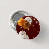 Roter Glitzer Hintergrund mit Weihnachtsballen Button (Vorne & Hinten)