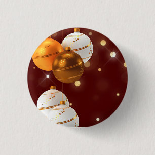 Roter Glitzer Hintergrund mit Weihnachtsballen Button