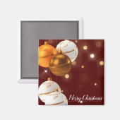 Roter Glitzer Hintergrund mit Weihnachtsballen Magnet (Vorderseite/Rückseite)
