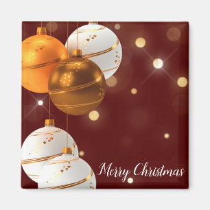 Roter Glitzer Hintergrund mit Weihnachtsballen Magnet