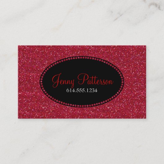 Roter Glitzer-hübsche elegante Geschäfts-Karten Visitenkarte (Vorderseite)