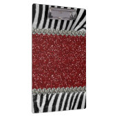 Roter Glitzer(Imitat) Zebra Stripes Klemmbrett (Rechts)