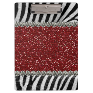 Roter Glitzer(Imitat) Zebra Stripes Klemmbrett