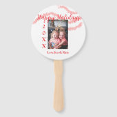 Roter Glitzer Kinderfamilie Foto Name der Feiertag Fächer (Rückseite)