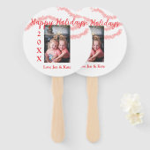 Roter Glitzer Kinderfamilie Foto Name der Feiertag Fächer (Vorne und Hinten)