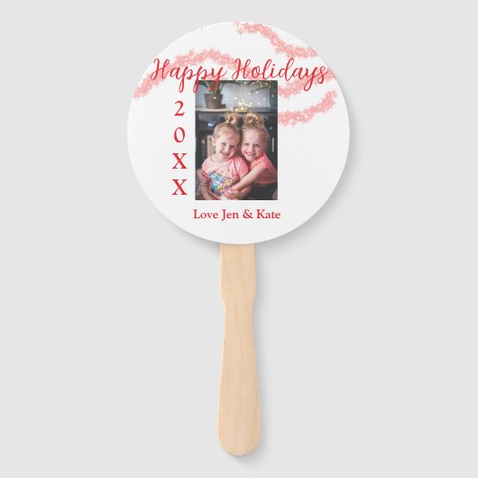 Roter Glitzer Kinderfamilie Foto Name der Feiertag Fächer (Vorderseite)