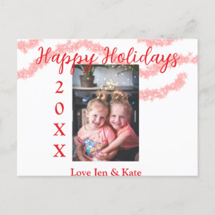 Roter Glitzer Kinderfamilie Foto Name der Feiertag Feiertagspostkarte