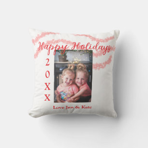 Roter Glitzer Kinderfamilie Foto Name der Feiertag Kissen
