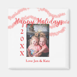 Roter Glitzer Kinderfamilie Foto Name der Feiertag Magnet