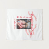 Roter Glitzer Kinderfamilie Foto Name der Feiertag Wandteppich (Vorderseite (Horizontal))