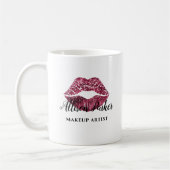Roter Glitzer Kiss Lips Business Makeup Artist Kaffeetasse (Links)