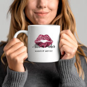 Roter Glitzer Kiss Lips Business Makeup Artist Kaffeetasse